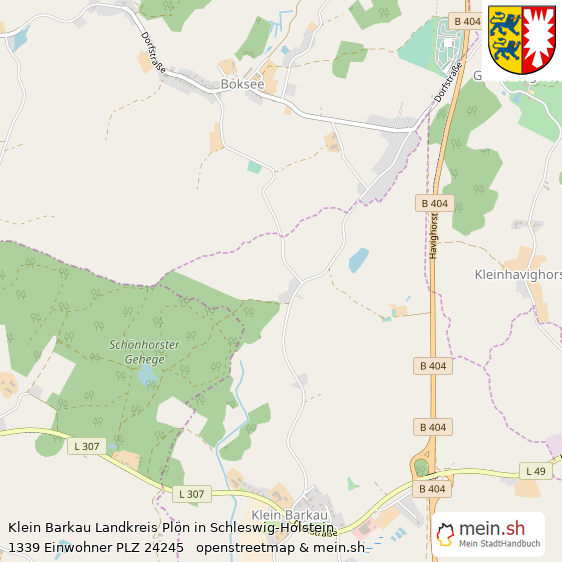 Klein Barkau Landkreis Plön Lageplan © Openstreetmap Contributors Klein Barkau Kleines Dorf Lageplan